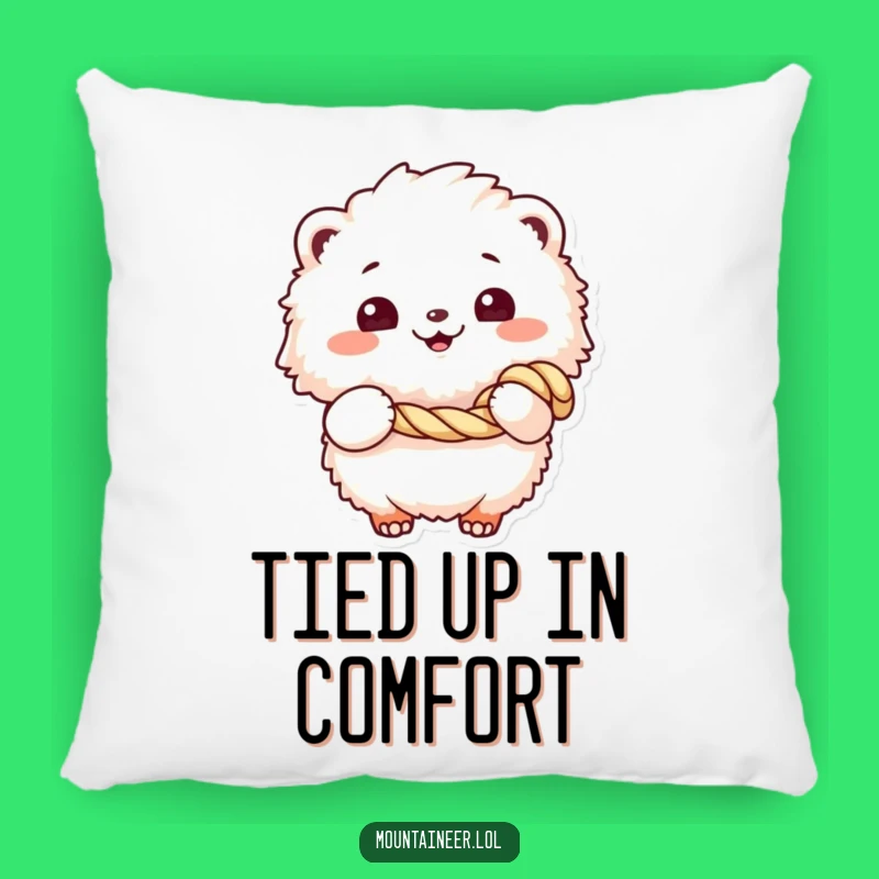 Funny Fluffy Rope Pillow: Cozy Up with This Cheerful, Rope-Holding Friend