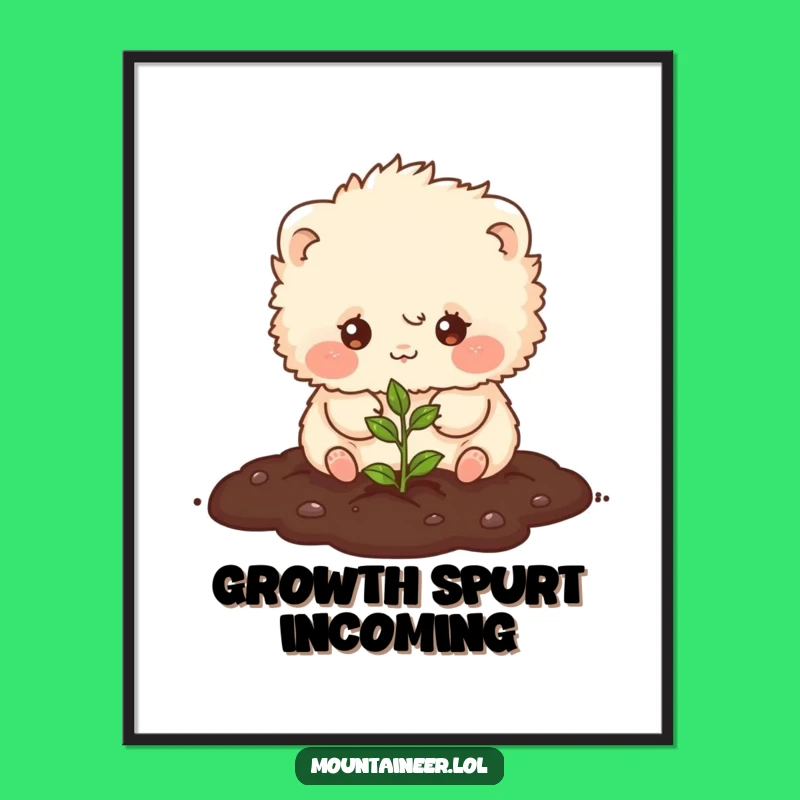 Funny Fluffy Planting Creature Digital Print: Instant Joyful Wall Art for a Happy Home