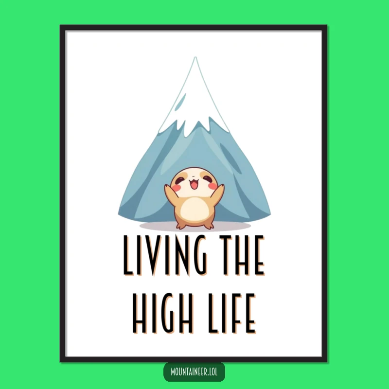 Funny Mountain Peak Poster: Creature’s Gaze Inspires Humor and Adventure