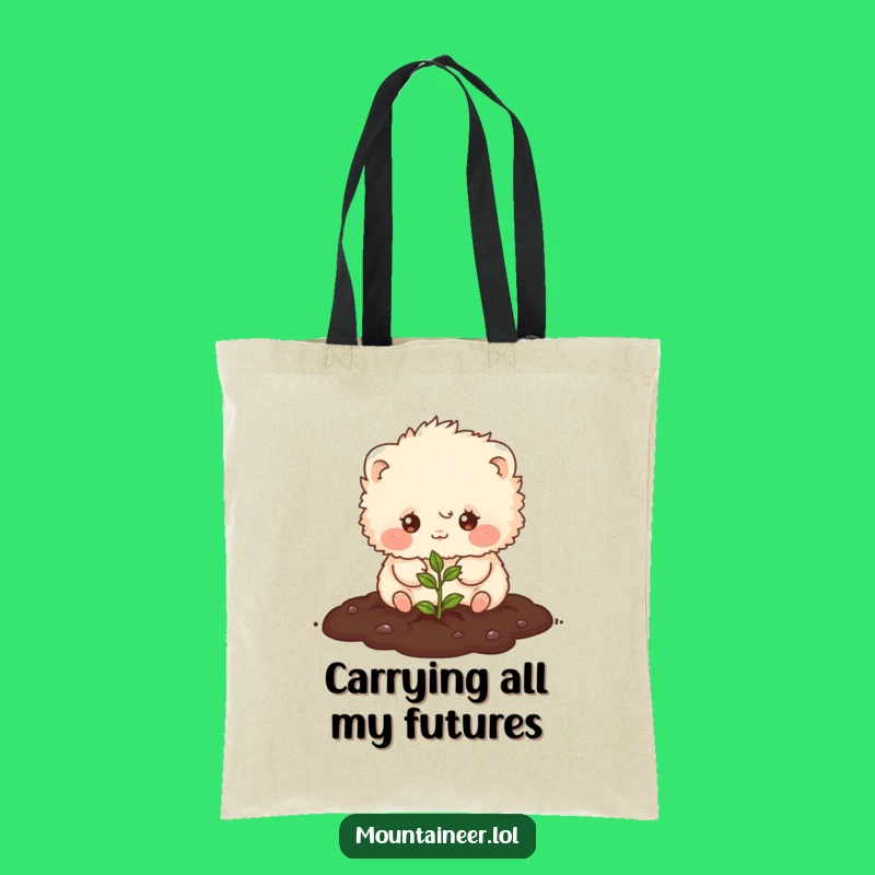 Funny Fluffy Gardener Tote Bag: Cute Creature Carrying Seeds for a Perfect Shopping Trip